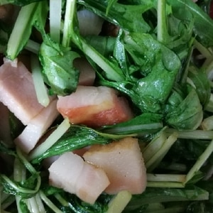 水菜とベーコン炒め